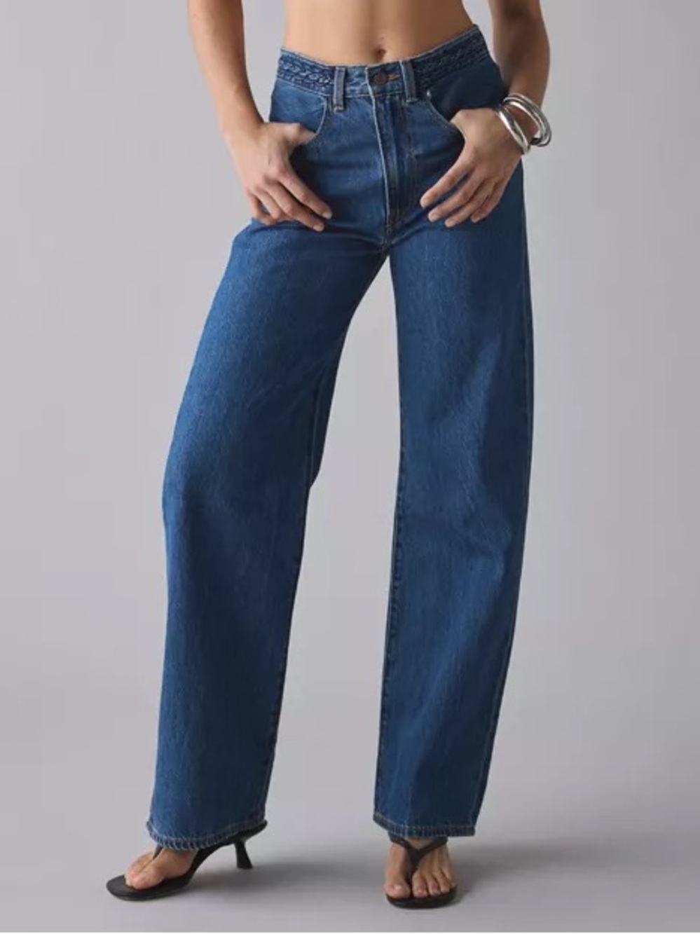 NEW Levi's Ribcage Wide Leg Blue Jeans Braided Waist Women's Size 29